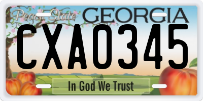 GA license plate CXA0345
