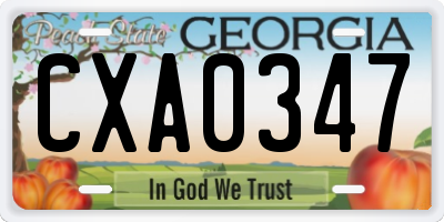 GA license plate CXA0347