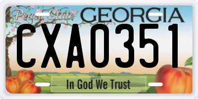 GA license plate CXA0351