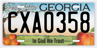 GA license plate CXA0358