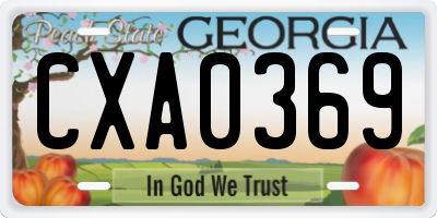 GA license plate CXA0369