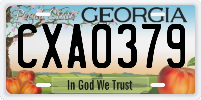 GA license plate CXA0379