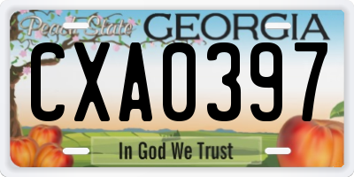 GA license plate CXA0397