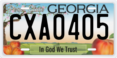 GA license plate CXA0405