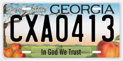 GA license plate CXA0413
