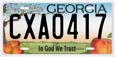 GA license plate CXA0417