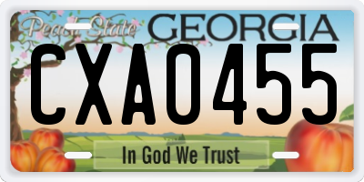 GA license plate CXA0455