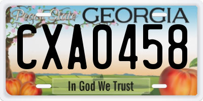 GA license plate CXA0458