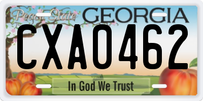 GA license plate CXA0462