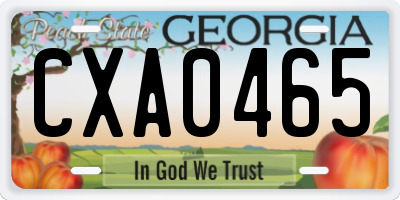 GA license plate CXA0465