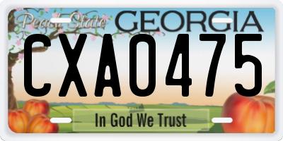 GA license plate CXA0475