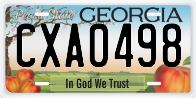 GA license plate CXA0498