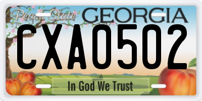 GA license plate CXA0502