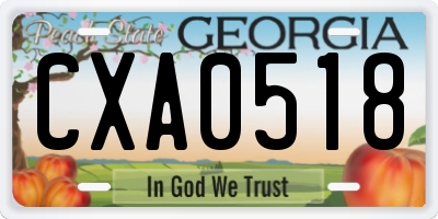 GA license plate CXA0518