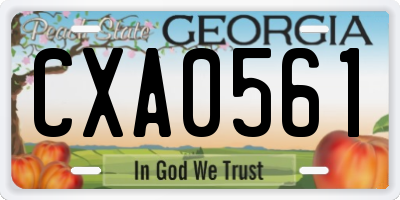 GA license plate CXA0561