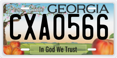 GA license plate CXA0566