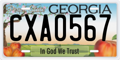 GA license plate CXA0567