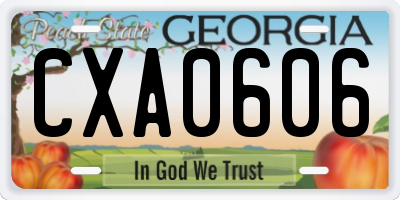 GA license plate CXA0606