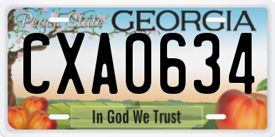 GA license plate CXA0634