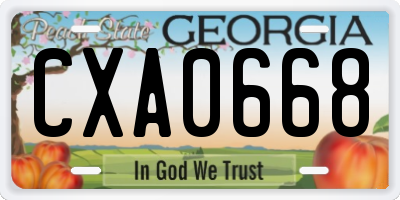 GA license plate CXA0668