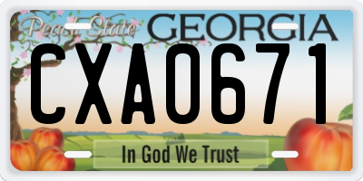 GA license plate CXA0671