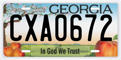 GA license plate CXA0672