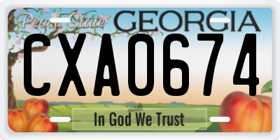 GA license plate CXA0674