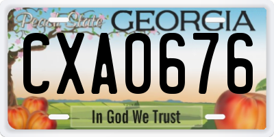 GA license plate CXA0676