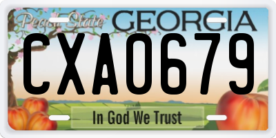 GA license plate CXA0679