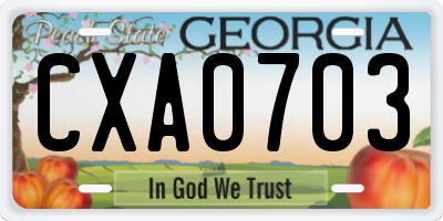 GA license plate CXA0703