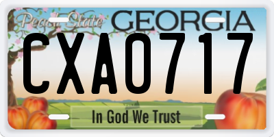 GA license plate CXA0717