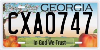 GA license plate CXA0747