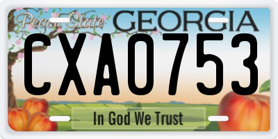 GA license plate CXA0753