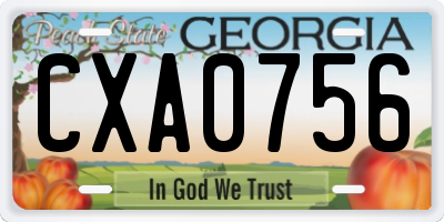 GA license plate CXA0756