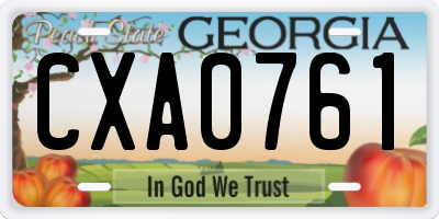 GA license plate CXA0761