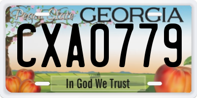 GA license plate CXA0779