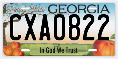 GA license plate CXA0822
