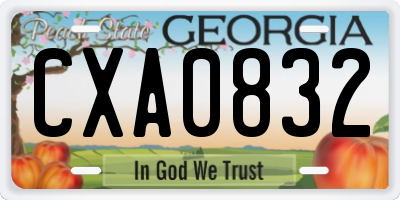 GA license plate CXA0832