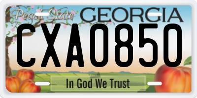 GA license plate CXA0850