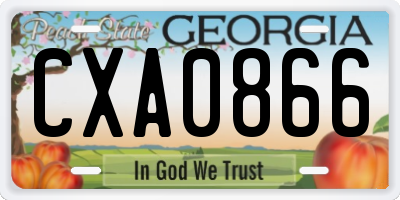 GA license plate CXA0866