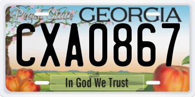 GA license plate CXA0867