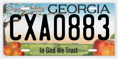 GA license plate CXA0883