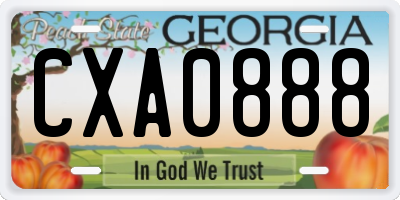 GA license plate CXA0888