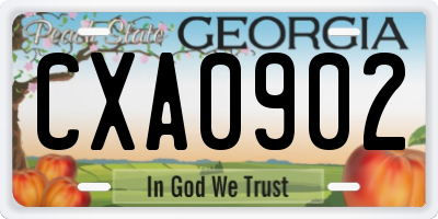 GA license plate CXA0902