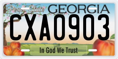 GA license plate CXA0903