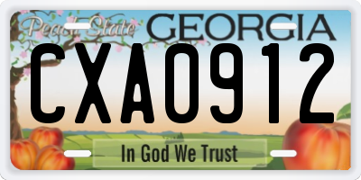 GA license plate CXA0912