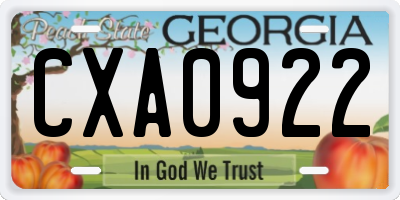 GA license plate CXA0922