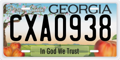 GA license plate CXA0938