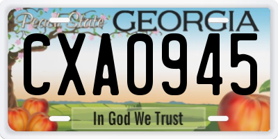 GA license plate CXA0945