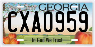 GA license plate CXA0959